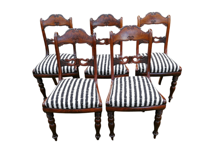 A Set Of Five 19th Century Circa 1860 Victorian Mahogany Chairs