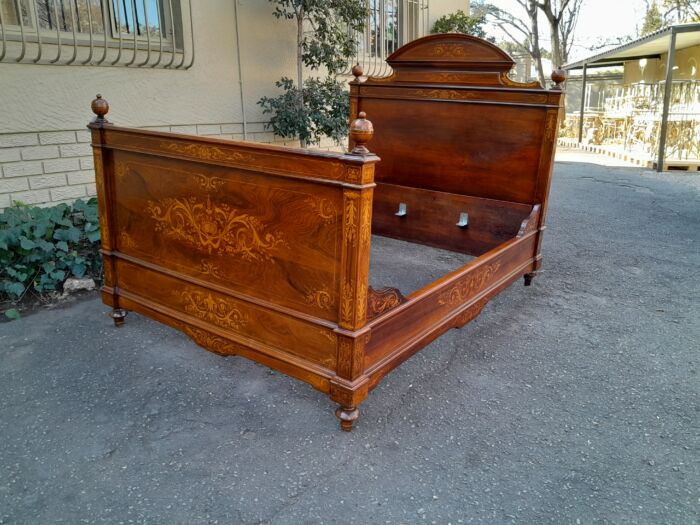 A 19th Century Circa 1880 Inlaid Marquetry Double Size Bed - Image 4