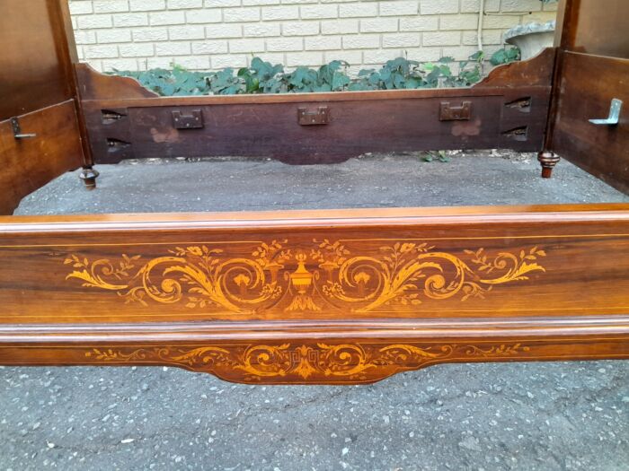 A 19th Century Circa 1880 Inlaid Marquetry Double Size Bed - Image 9