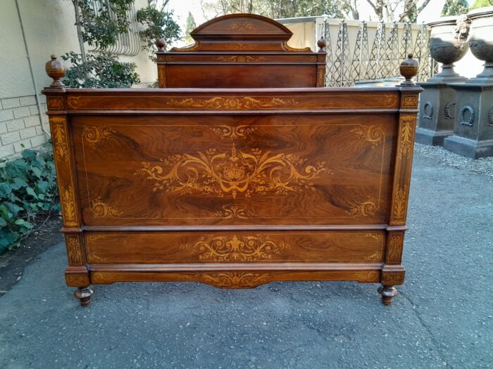 A 19th Century Circa 1880 Inlaid Marquetry Double Size Bed - Image 13