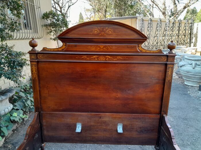 A 19th Century Circa 1880 Inlaid Marquetry Double Size Bed - Image 12