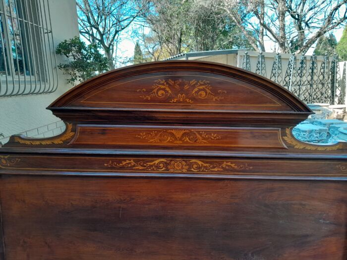 A 19th Century Circa 1880 Inlaid Marquetry Double Size Bed - Image 11