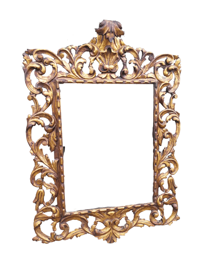 An Early 20th Century Spanish Carved Gilt Painted Wooden Bevelled Mirror