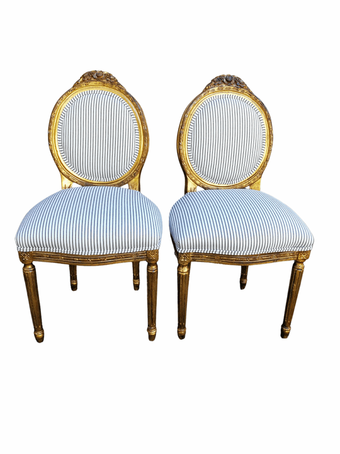A Pair Of 20th Century French Style Gilt Salon Chairs