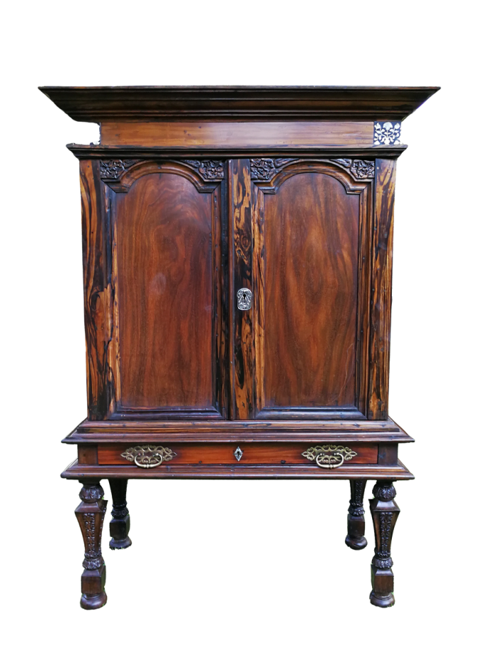 A Rare 18th Century Colonial Coromandel Cabinet On Stand