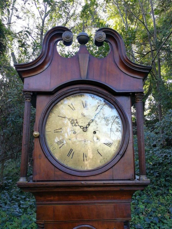 An Early 19th Century Mahogany and Oak Tall  Longcase / Grandfather Clock with Brass Dial Signed Smith Sheffield - Image 8
