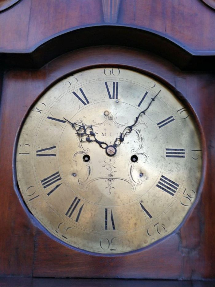An Early 19th Century Mahogany and Oak Tall  Longcase / Grandfather Clock with Brass Dial Signed Smith Sheffield - Image 10