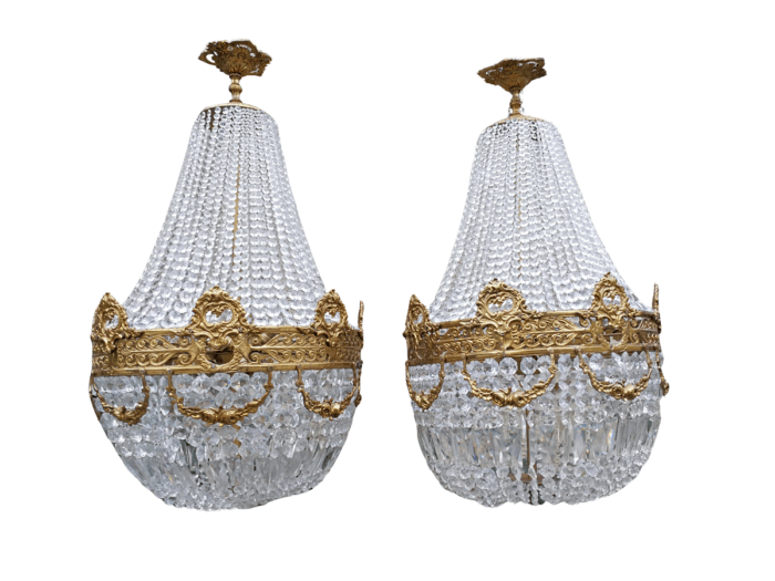 A Pair of 20th Century French  Empire Style Chandeliers