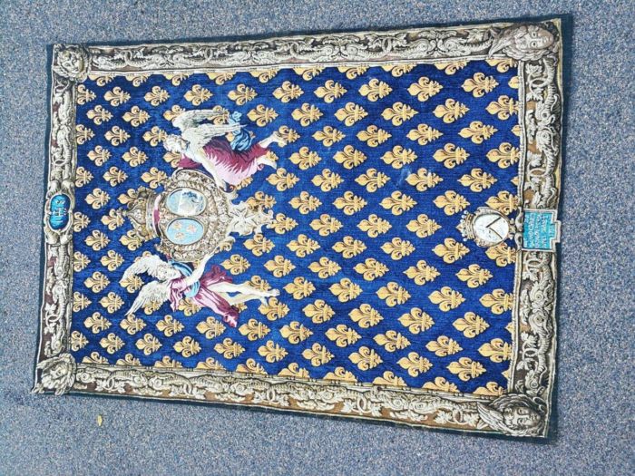 A Mid 1900s French Tapestry is Padded and Lined with Loops for a Rod - Image 2