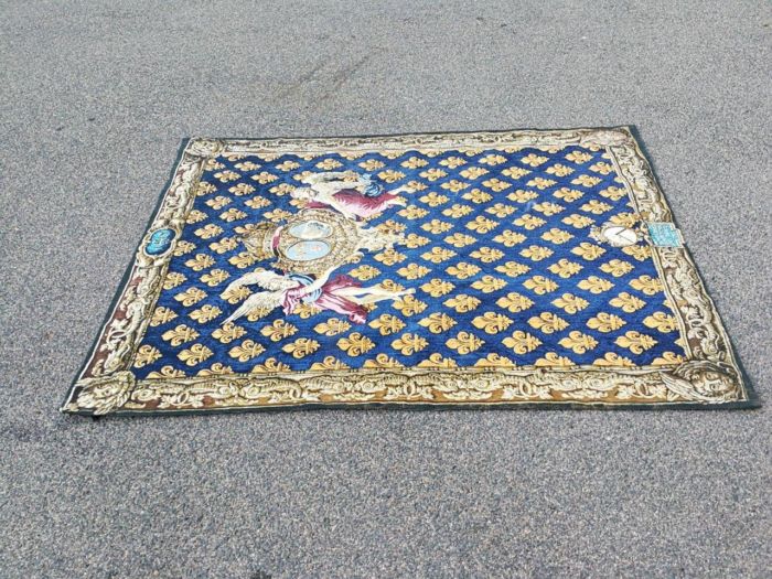 A Mid 1900s French Tapestry is Padded and Lined with Loops for a Rod - Image 3