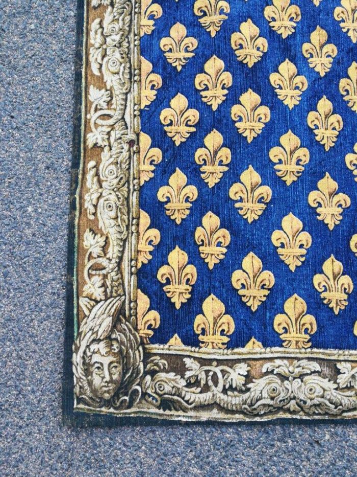 A Mid 1900s French Tapestry is Padded and Lined with Loops for a Rod - Image 4
