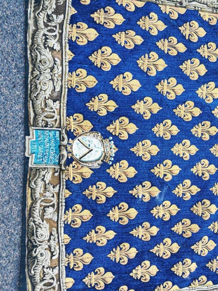 A Mid 1900s French Tapestry is Padded and Lined with Loops for a Rod - Image 5