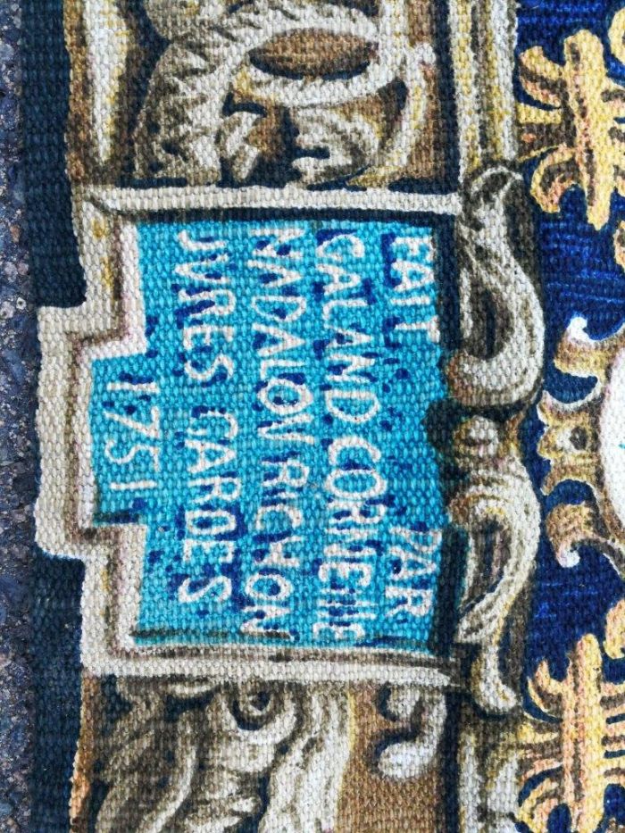 A Mid 1900s French Tapestry is Padded and Lined with Loops for a Rod - Image 7