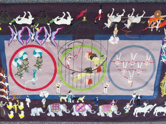 A 20th Century Custom and Handmade Needlepoint Tapestry/Rug Of a Circus Scene Dimensions: 147cm x 86cm R28,800 - Image 3