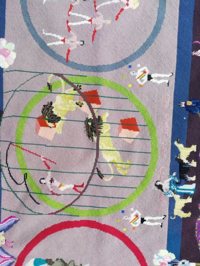 A 20th Century Custom and Handmade Needlepoint Tapestry/Rug Of a Circus Scene Dimensions: 147cm x 86cm R28,800 - Image 5