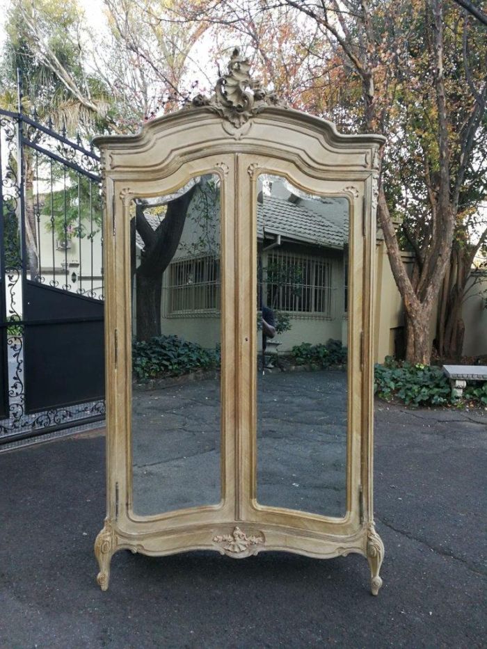 A 19th Century French Rococo Armoire In A Bleached Contemporary Finish With Bevelled Mirrors - Image 2