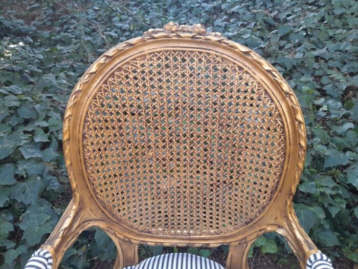 A 20th Century French Style Imported Set Of Twelve Gilded Dining Chairs Comprising: Two Carvers  /  Armchairs With Rattan Backs And Ten Dining Chairs - Image 14