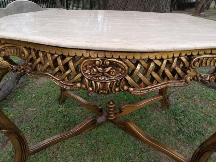 A French Style Ornately Carved Marble Top Entrance/Centre Table - Image 5
