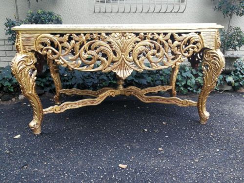 A French Style Ornately Carved Marble top Entrance/Centre Table
