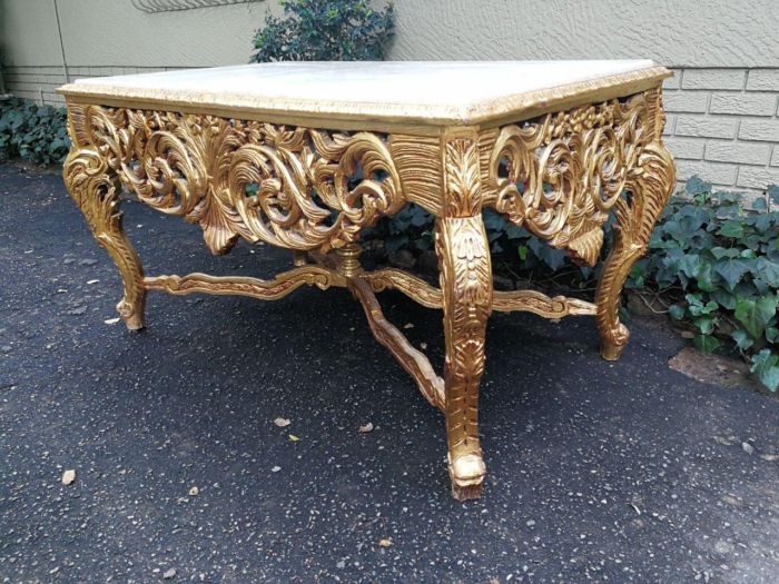 A French Style Ornately Carved Marble top Entrance / Centre Table - Image 4