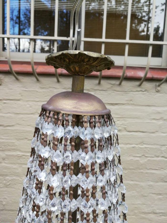 A French Style Tear-Drop Brass & Crystal Chandelier - Image 7
