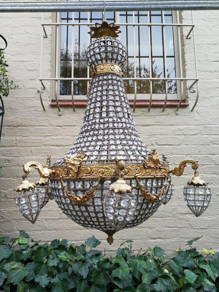 A French Empire Style Brass and Gilt Chandelier - Image 2