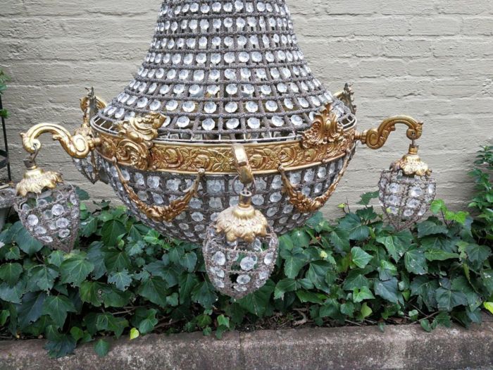 A French Empire Style Brass and Gilt Chandelier - Image 5