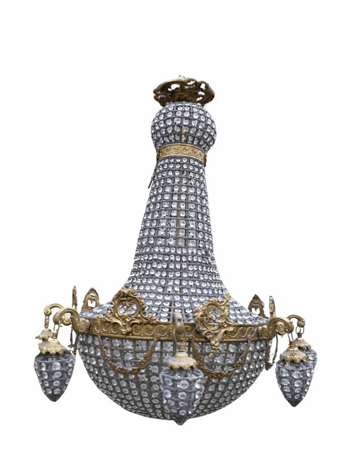 A French Empire Style Brass Gilt Chandelier