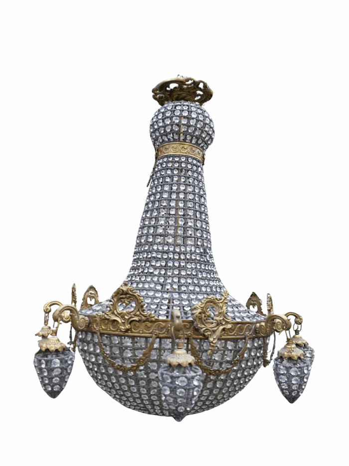 A French Empire Style Brass Gilt Chandelier