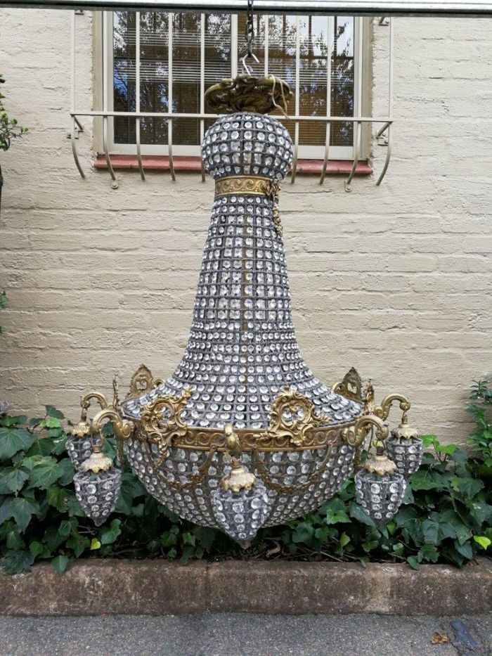 A French Empire Style Brass Gilt Chandelier - Image 2