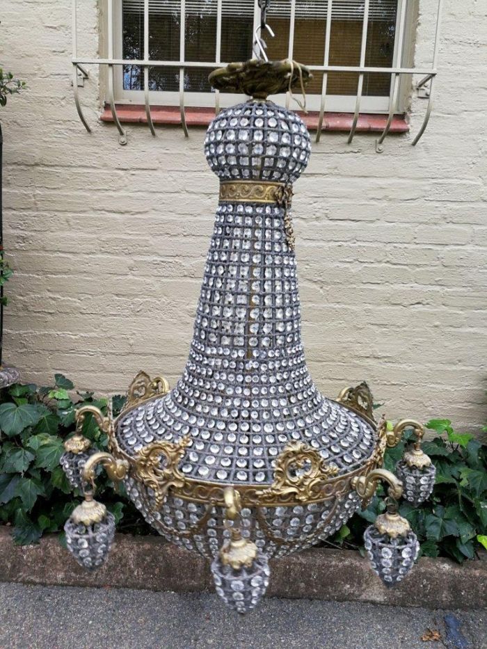 A French Empire Style Brass Gilt Chandelier - Image 4