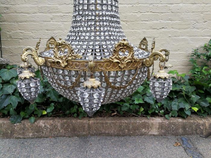 A French Empire Style Brass Gilt Chandelier - Image 5
