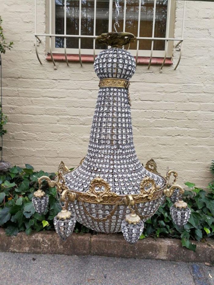 A French Empire Style Brass Gilt Chandelier - Image 7