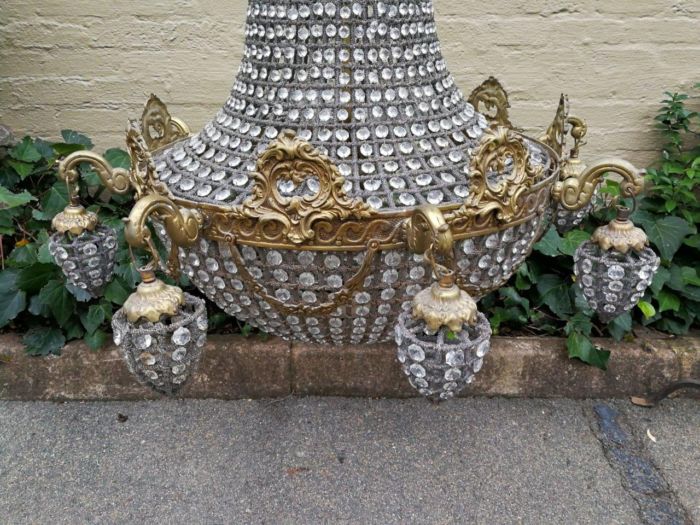 A French Empire Style Brass Gilt Chandelier - Image 8