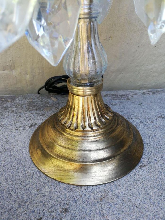 A Pair of French Girandole Gallery Candelabras / Brass and Crystal Table Lamps (Large) - Image 15