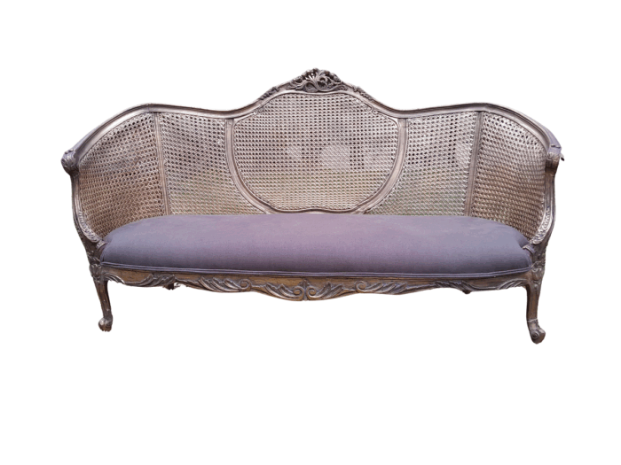 A Gilded Rattan Back Settee