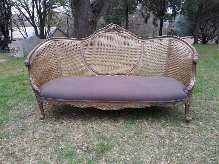 A Gilded Rattan Back Settee - Image 2