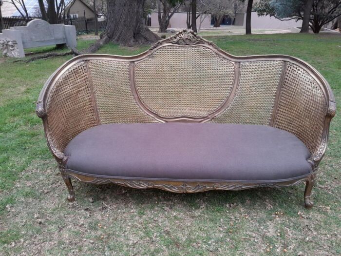 A Gilded Rattan Back Settee - Image 3