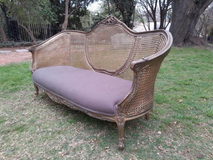 A Gilded Rattan Back Settee - Image 4