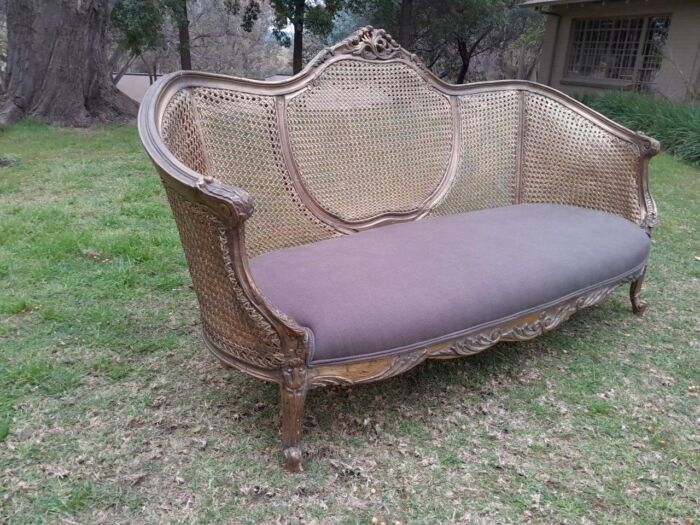 A Gilded Rattan Back Settee - Image 5
