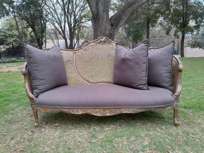 A Gilded Rattan Back Settee - Image 6