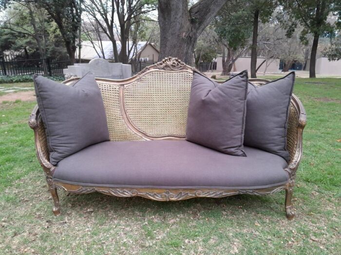 A Gilded Rattan Back Settee - Image 7