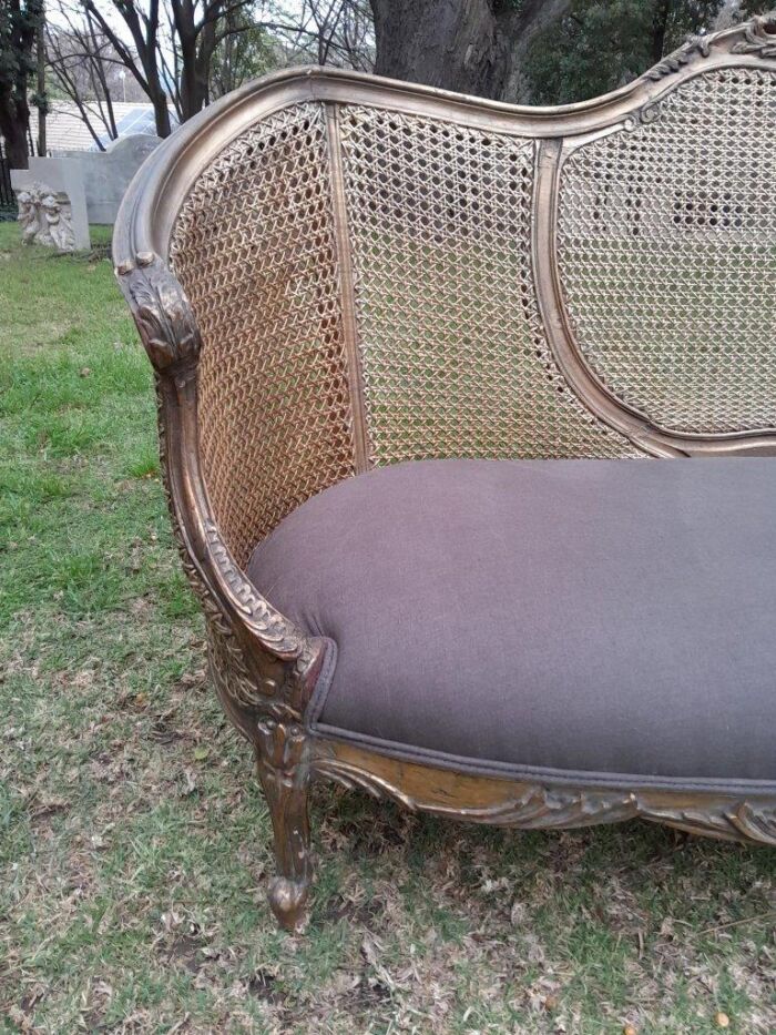 A Gilded Rattan Back Settee - Image 8
