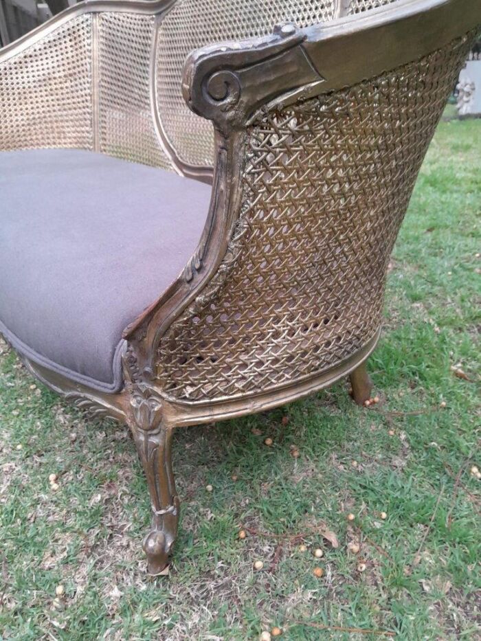 A Gilded Rattan Back Settee - Image 11