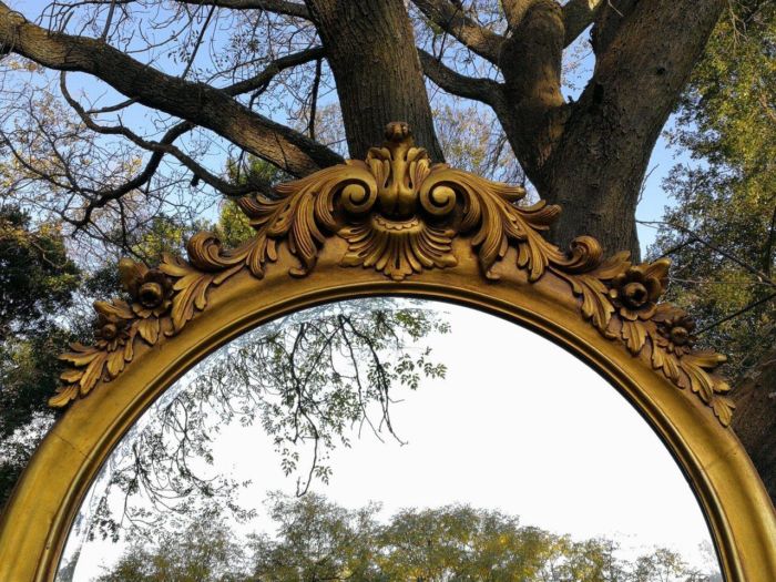A French Style Ornately Carved Arched and Gilded Bevelled Mirror - Image 6