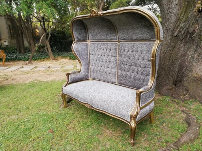 A French Style Gilded Dome/Canopy Double Chair (Modelled On The Famous Louis XV Chair) - Image 4