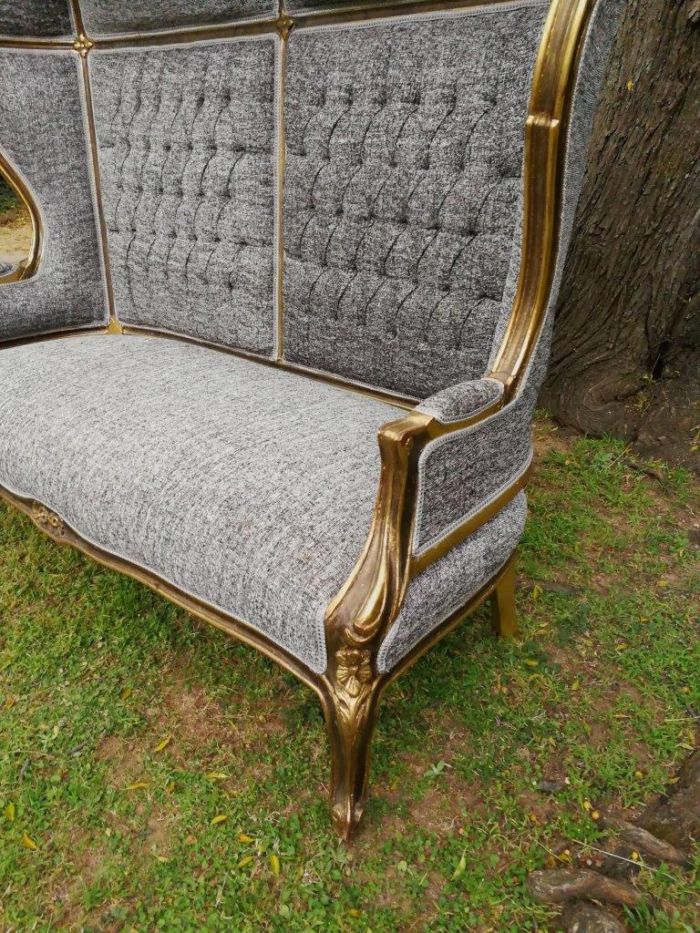 A French Style Gilded Dome/Canopy Double Chair (Modelled On The Famous Louis XV Chair) - Image 5
