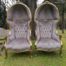 A Pair of French Style Carved and Gilded Wooden Dome/Canopy Chairs (modelled on the famous Louis XV Chair)