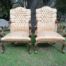 An Exceptional Pair Of 20th Century French Style Carved And Giltwood Throne Chairs