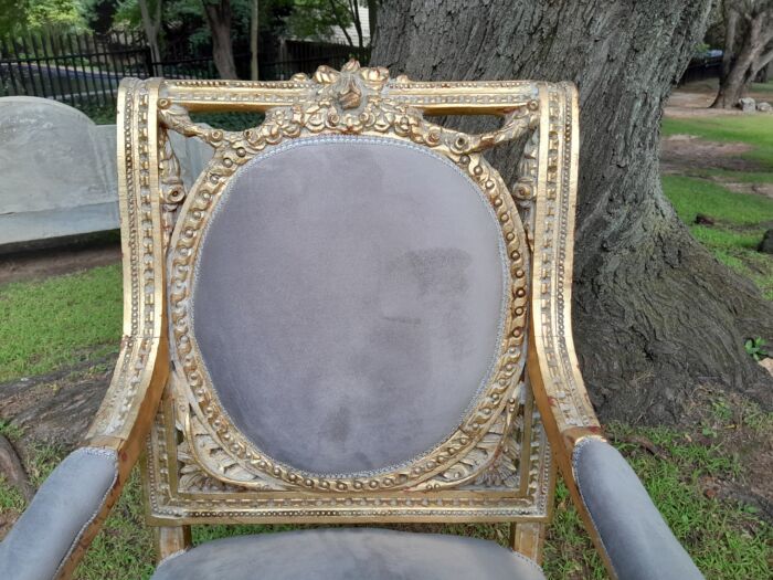 A Set of Eight French Style Ornately Carved and Gilded Dining Chairs (6 chairs and 2 Carvers) - Image 9